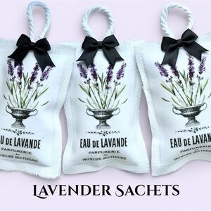 French Lavender Sachets Set of 3 Sachets French Blk/White